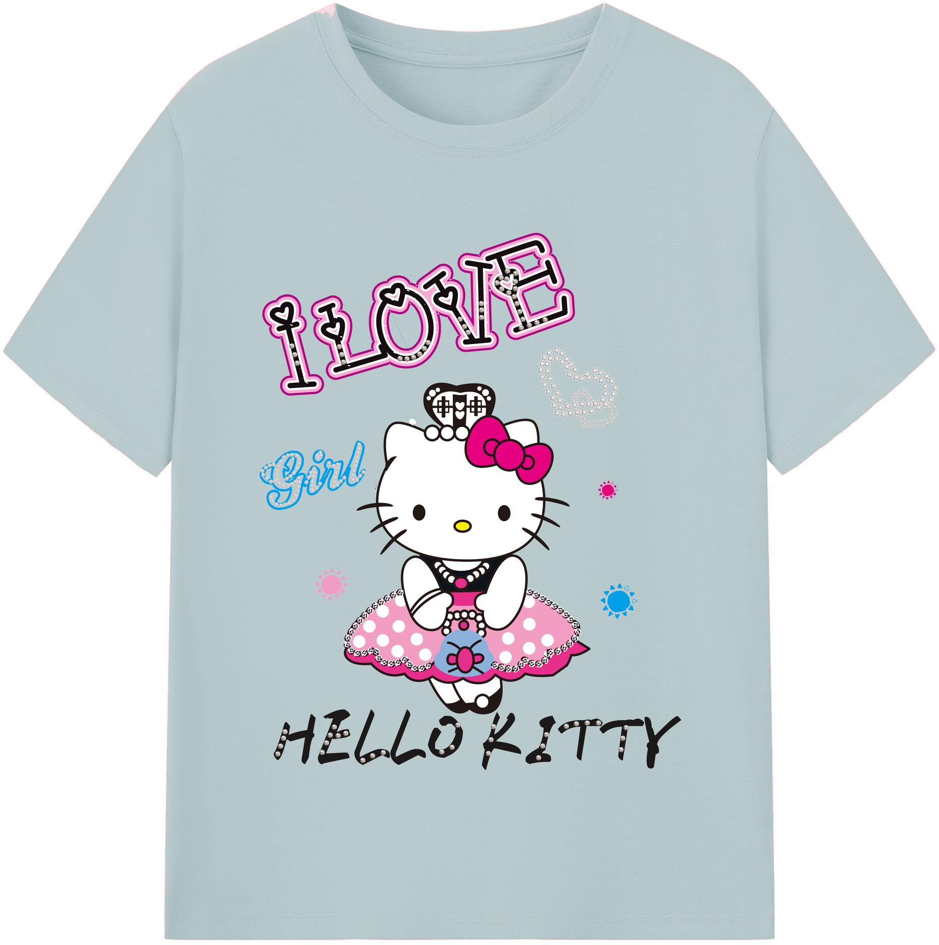 （画像用） Hello Kitty ハローキティ 綿100％半袖Tシャツ（フロントプリント）